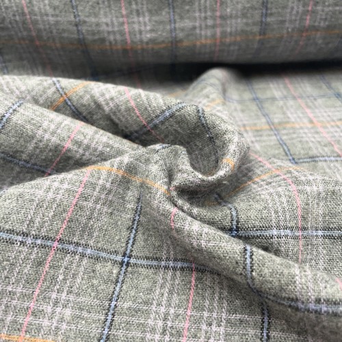 Flanella di cotone organico Bio, Grigio, Tartan