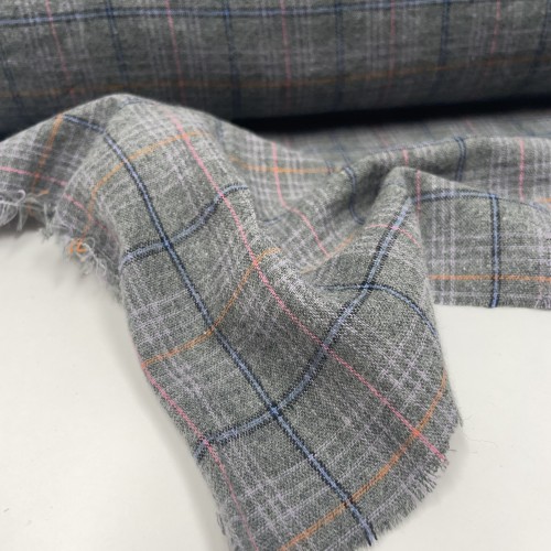 Flanella di cotone organico Bio, Grigio, Tartan