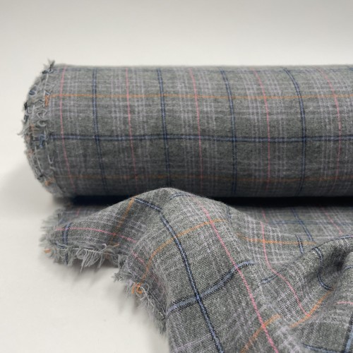 Flanella di cotone organico Bio, Grigio, Tartan