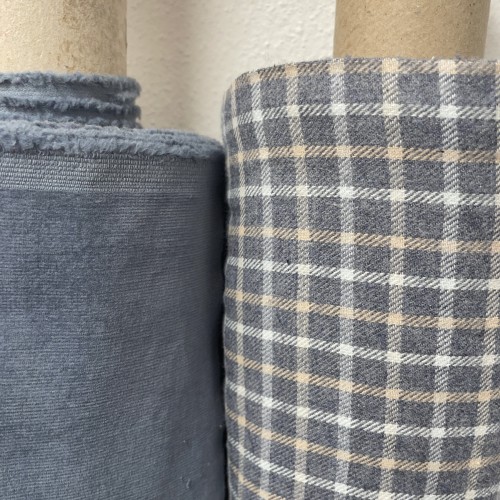 Flanella di cotone misto recycled, Blu Jeans...
