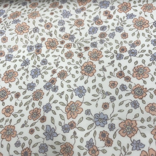 Voile di cotone Bio, Bianco con Fioriellini...