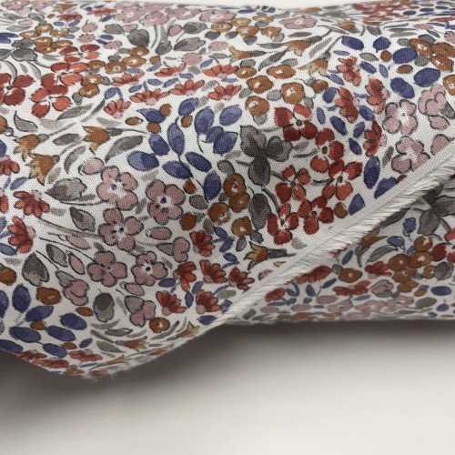 Voile di cotone Bio, Bianco con Fioriellini...