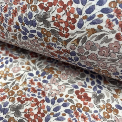 Voile di cotone Bio, Bianco con Fioriellini...