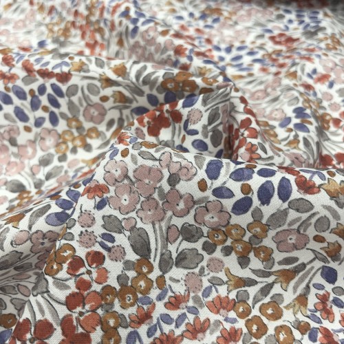 Voile di cotone Bio, Bianco con Fioriellini...