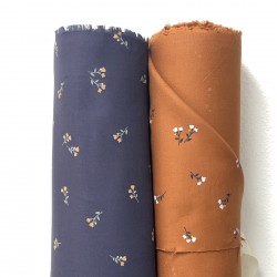 Flanella di cotone Bio, Arancione, Fiori Bianchi