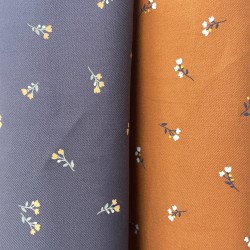 Flanella di cotone Bio, Arancione, Fiori Bianchi