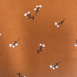 Flanella di cotone Bio, Arancione, Fiori Bianchi