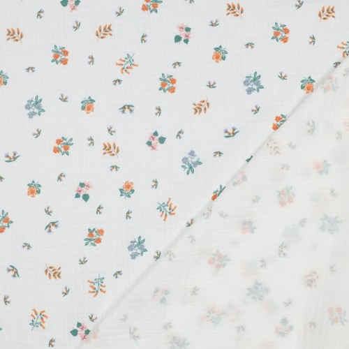 Mussola o Doppia Garza di Cotone, Bianco con...