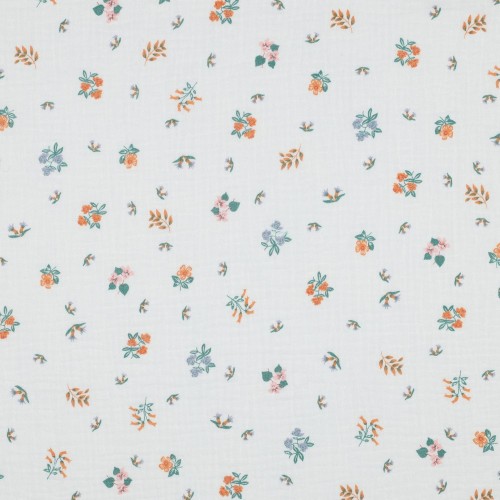 Mussola o Doppia Garza di Cotone, Bianco con...