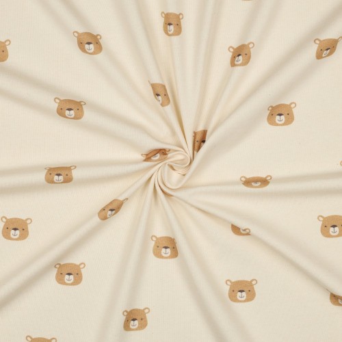 Jersey di Cotone Biologico GOTS, Orsetti, Beige...