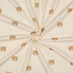 Jersey di Cotone Biologico GOTS, Orsetti, Beige Natural