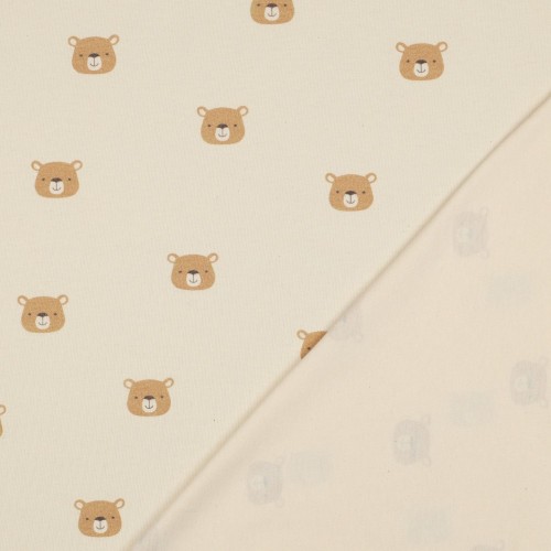 Jersey di Cotone Biologico GOTS, Orsetti, Beige...