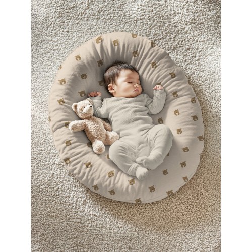 Jersey di Cotone Biologico GOTS, Orsetti, Beige...