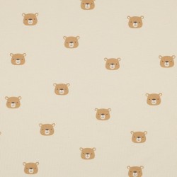 Jersey di Cotone Biologico GOTS, Orsetti, Beige Natural