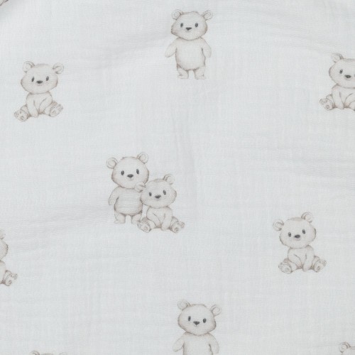 Mussola o Doppia Garza di Cotone, Bianco con...