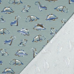 Jersey di Cotone Biologico GOTS, Dinosauri, Verde Acqua
