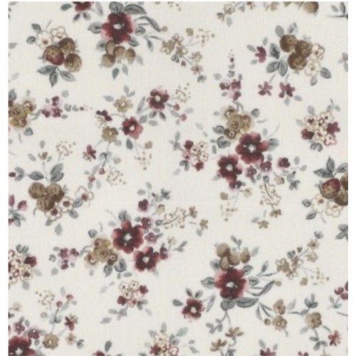 Flanella di cotone Bio, Bianco , Fiori Rossi...