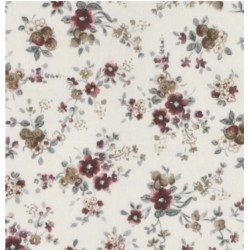 Flanella di cotone Bio, Bianco , Fiori Rossi Bordeaux