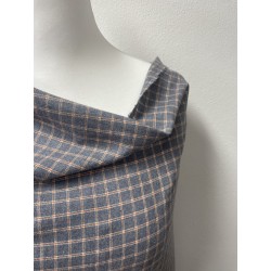 Cotone Biologico ,tinto a filo, Quadri Bicolor, Grigio-Ruggine