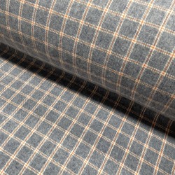 Cotone Biologico ,tinto a filo, Quadri Bicolor, Grigio-Ruggine