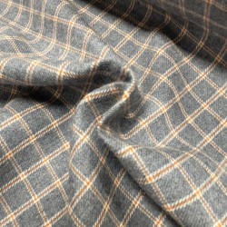 Cotone Biologico ,tinto a filo, Quadri Bicolor, Grigio-Ruggine