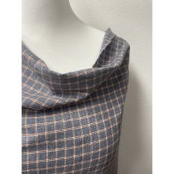 Cotone Biologico ,tinto a filo, Quadri Bicolor, Grigio-Ruggine