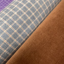 Cotone Biologico ,tinto a filo, Quadri Bicolor, Grigio-Ruggine