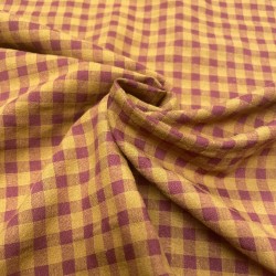 Cotone misto riciclato , Quadri , Melanzana - Bronzo