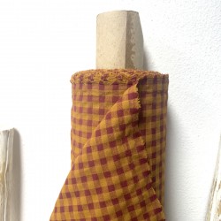 Cotone misto riciclato , Quadri , Melanzana - Bronzo