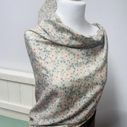Flanella di cotone Bio sottile, Beige, Fiori Rosa