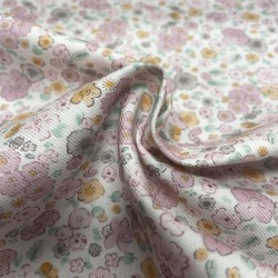 Flanella di cotone Bio, Bianco , Fiori Rosa