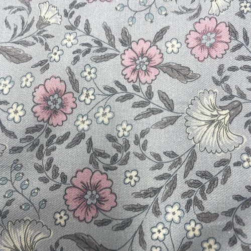 Flanella di cotone Bio, Grigio, Fiori Rosa