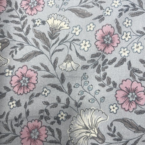 Flanella di cotone Bio, Grigio, Fiori Rosa