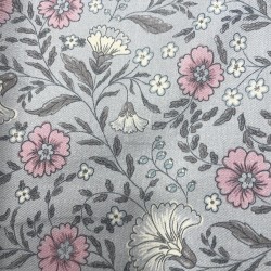 Flanella di cotone Bio, Grigio, Fiori Rosa
