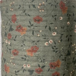 Cotone Bio, Verde con Fiorellini Ruggine