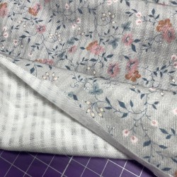 Cotone Bio, Grigio chiaro con Fiorellini Ruggine