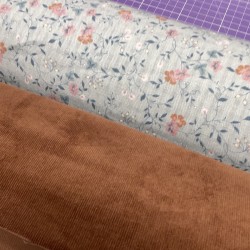 Cotone Bio, Grigio chiaro con Fiorellini Ruggine