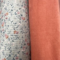 Cotone Bio, Grigio chiaro con Fiorellini Ruggine