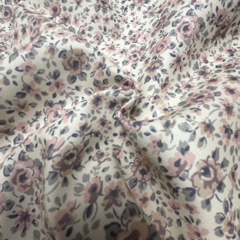 Flanella di cotone Bio, Bianco , Fiori Rosa