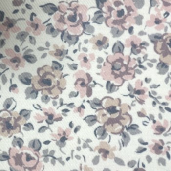 Flanella di cotone Bio, Bianco , Fiori Rosa