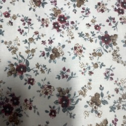 Flanella di cotone Bio, Bianco , Fiori Rossi Bordeaux