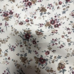 Flanella di cotone Bio, Bianco , Fiori Rossi Bordeaux