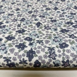 Flanella di cotone Bio, Fiori Blu e Celesti