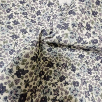 Flanella di cotone Bio, Fiori Blu e Celesti