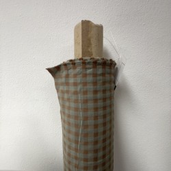 Cotone misto riciclato , Quadri , Marrone- Verde Acqua
