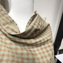 Cotone misto riciclato , Quadri , Marrone- Verde Acqua