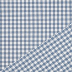 Cotone Popeline, Quadri, Blu