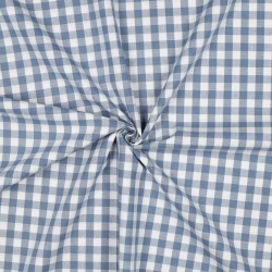 Cotone Popeline, Quadri, Blu