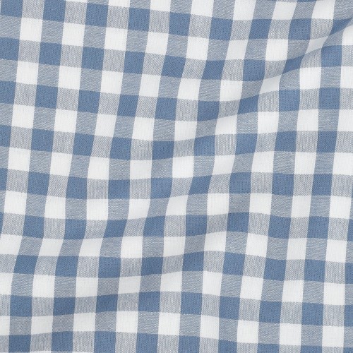 Cotone Popeline, Quadri, Blu