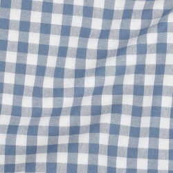 Cotone Popeline, Quadri, Blu